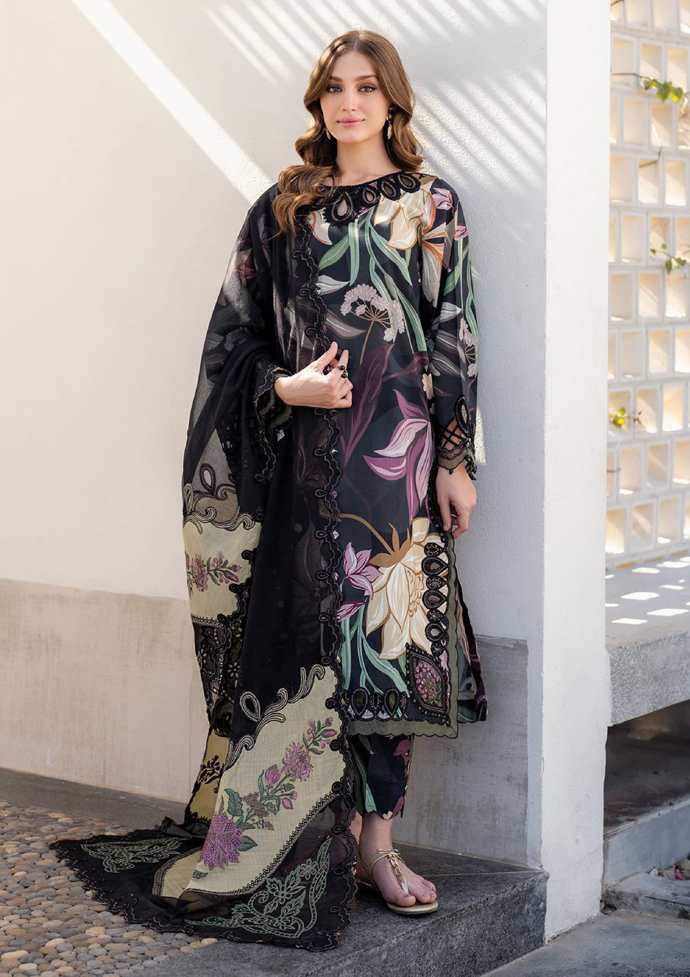 3pc Unstitched Shamooz Silk Fabric 029