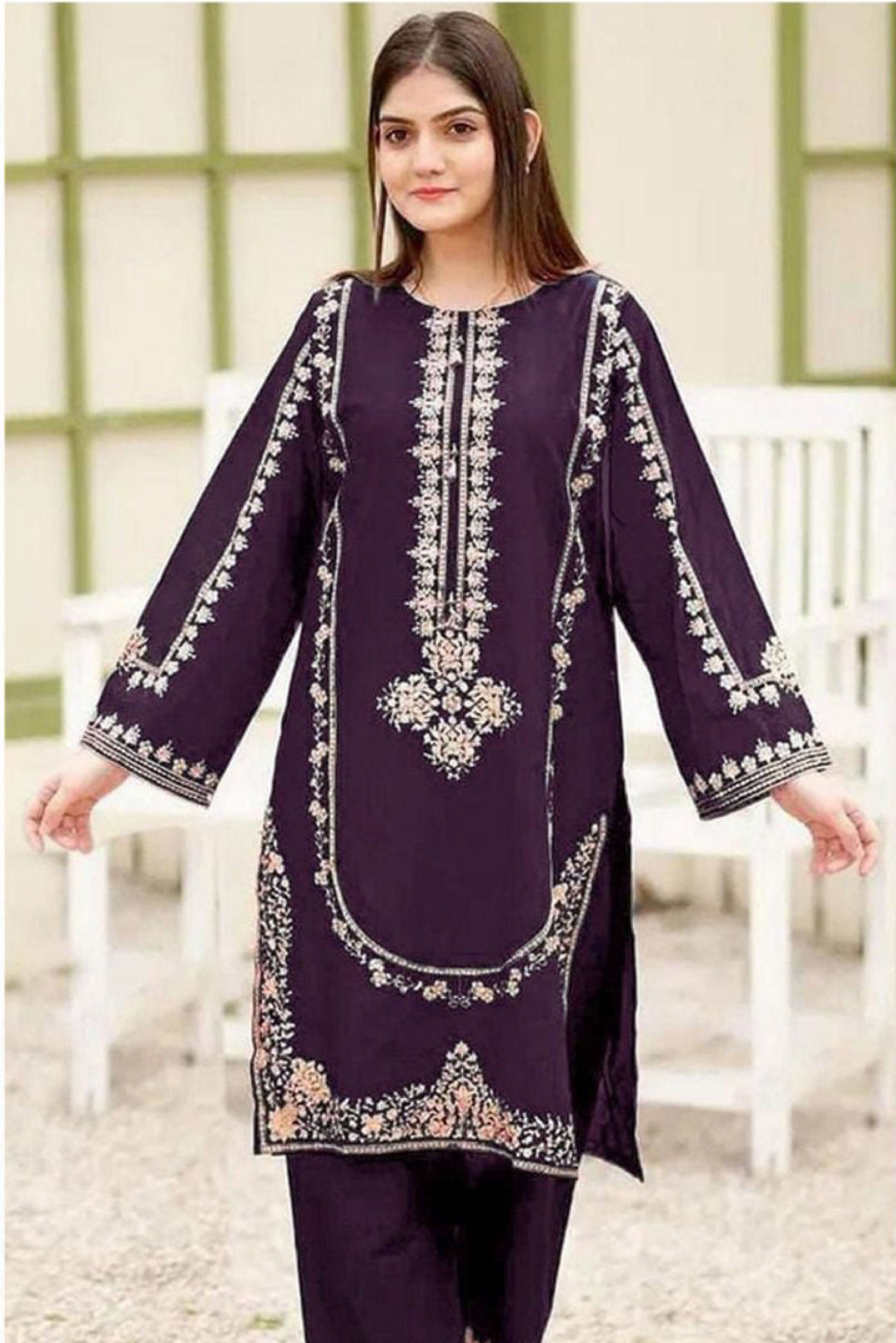 2Pc DHANAK  Embroidered 09