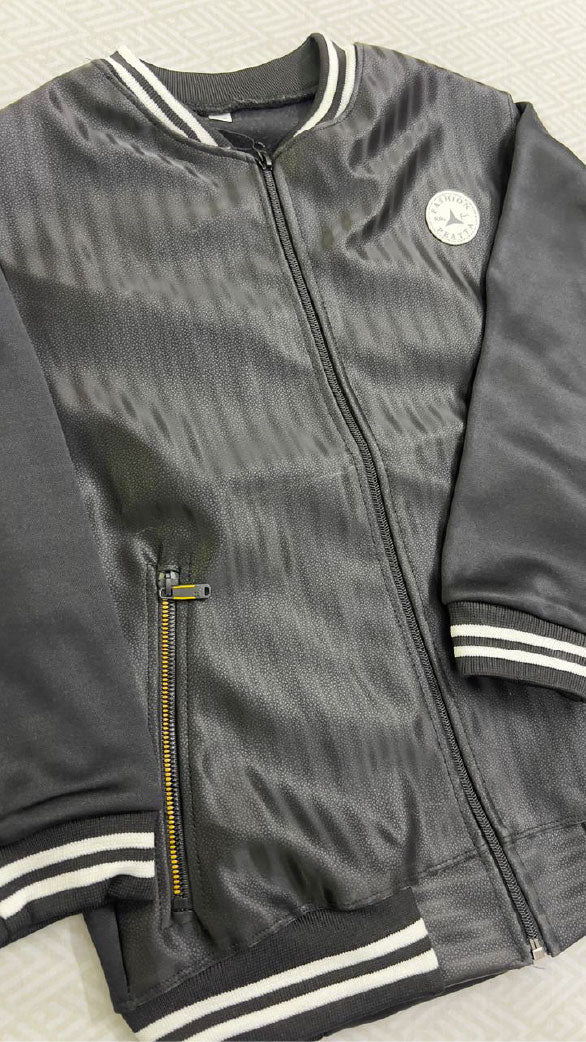 Kids Premium black Jacket Leather Front Jacket (5–10 Years)