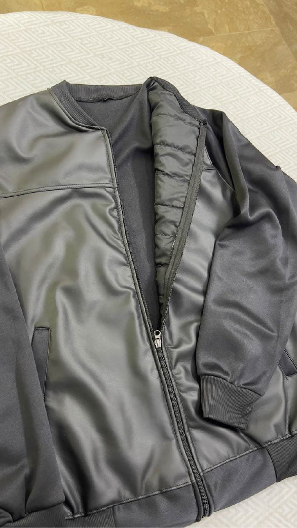 Premium Men's Jacket Varsity Leather Front
