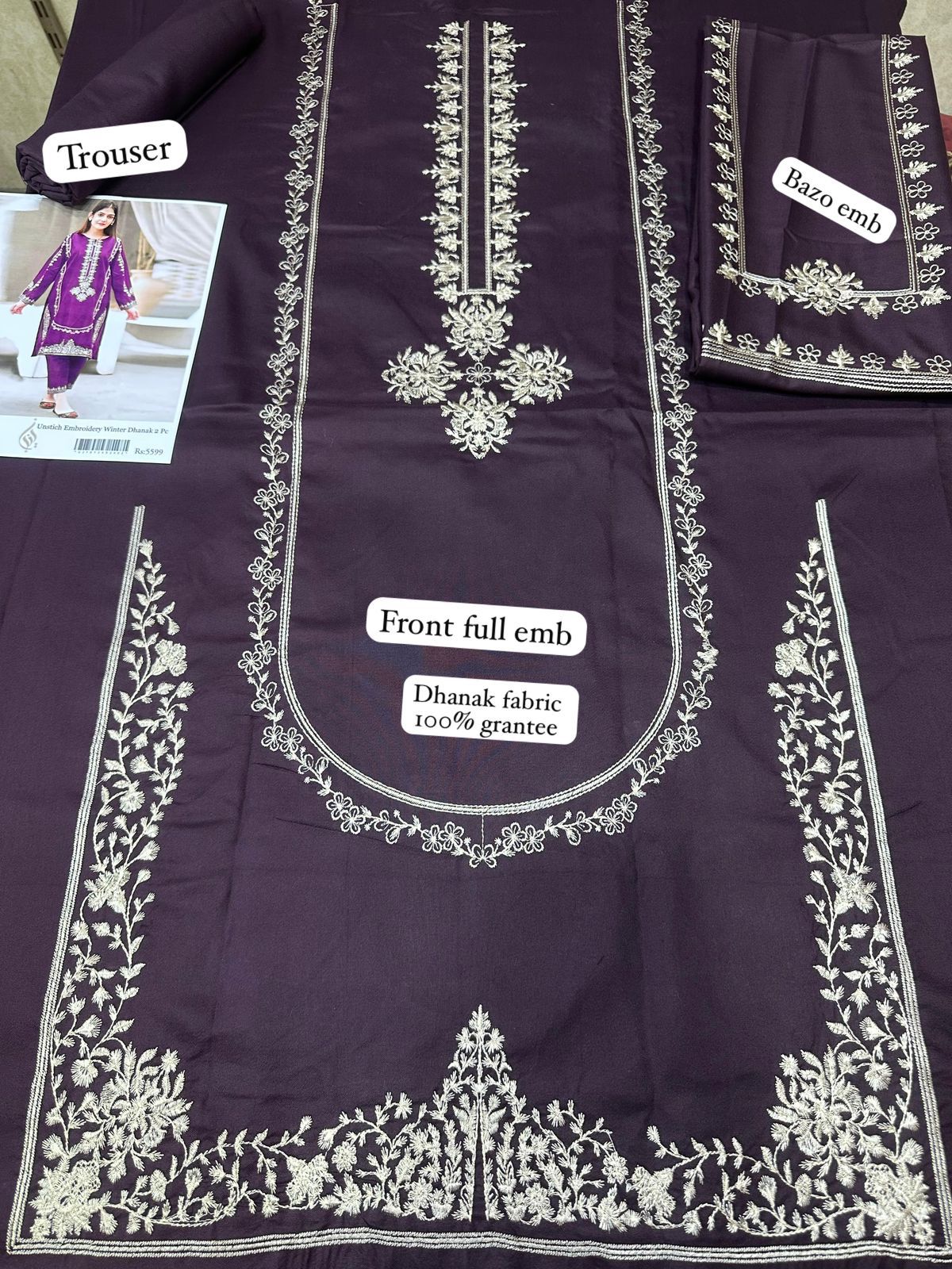 2Pc DHANAK  Embroidered 09