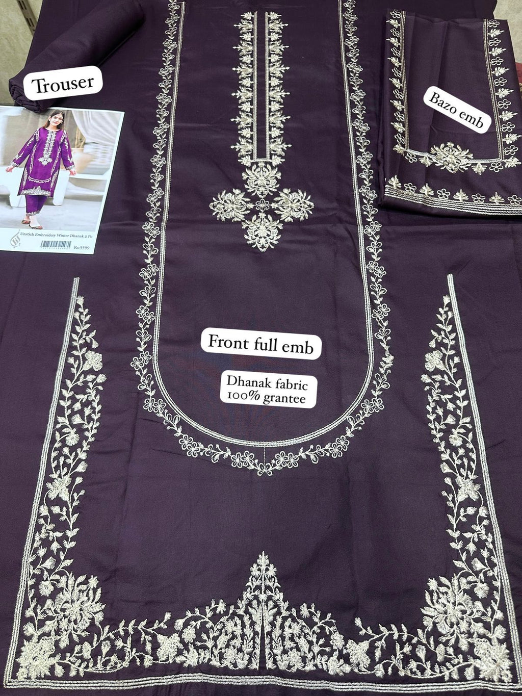 2Pc DHANAK  Embroidered 09