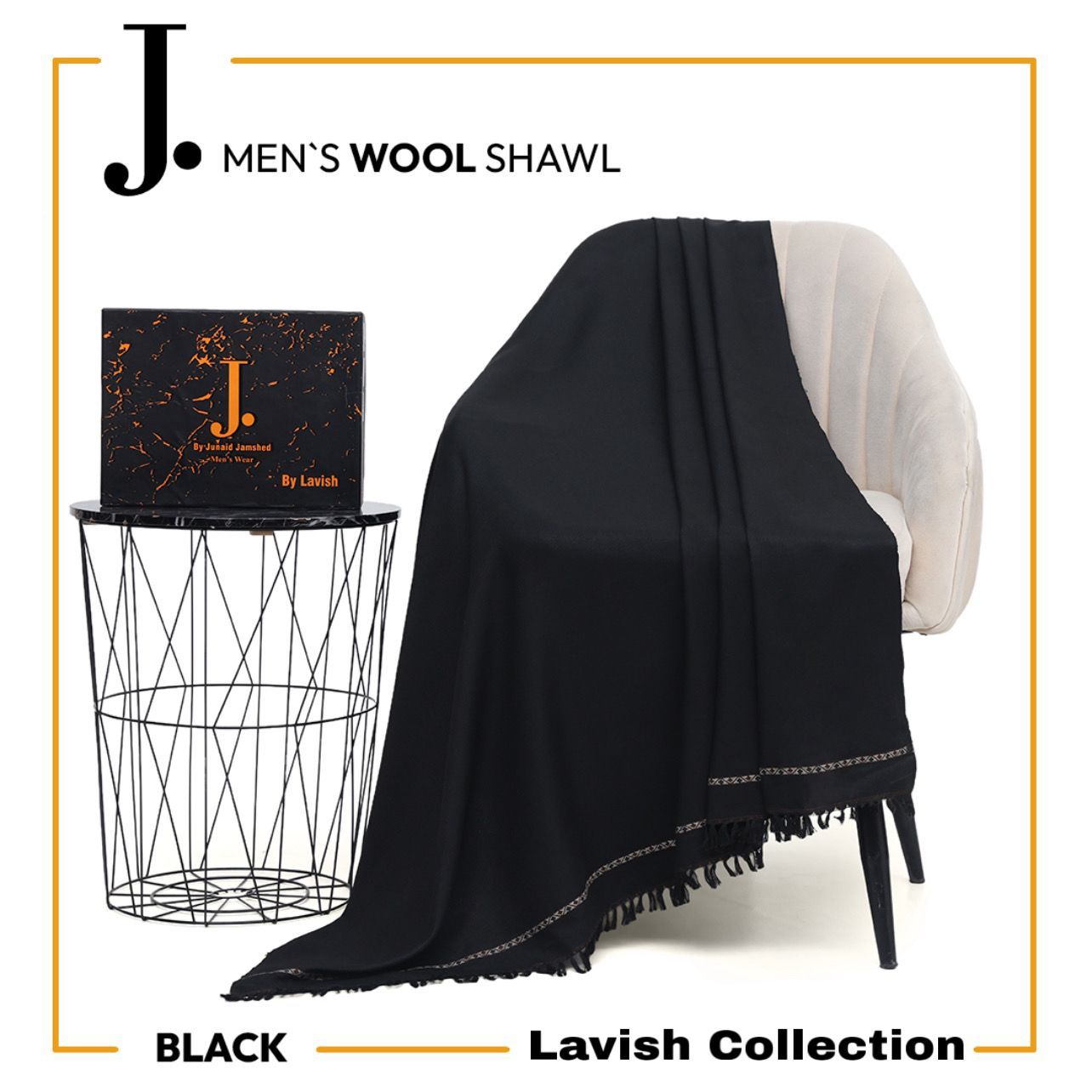 Acrylic Wool Shawl | J. Collection | Black
