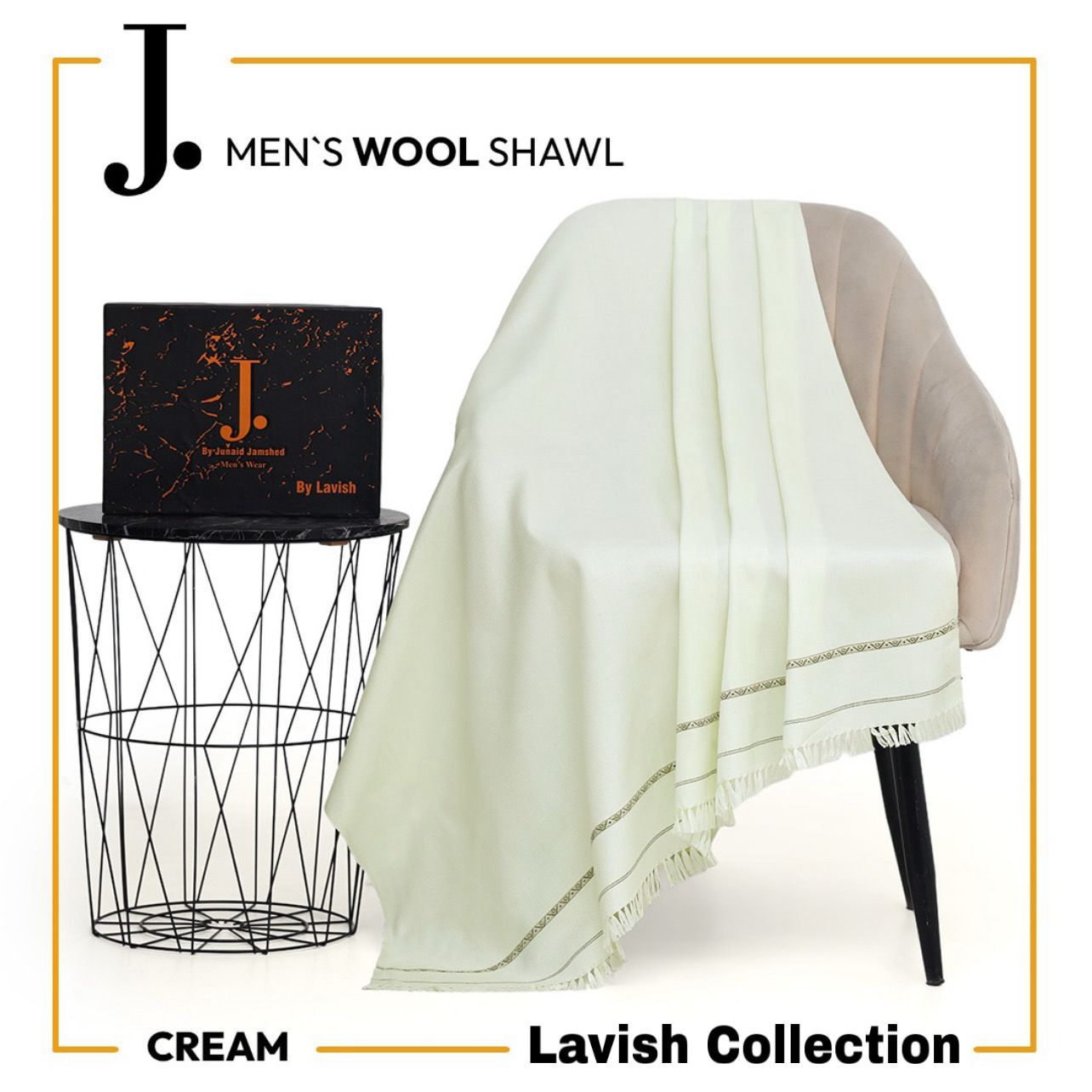 Acrylic Wool Shawl | J. Collection | Cream