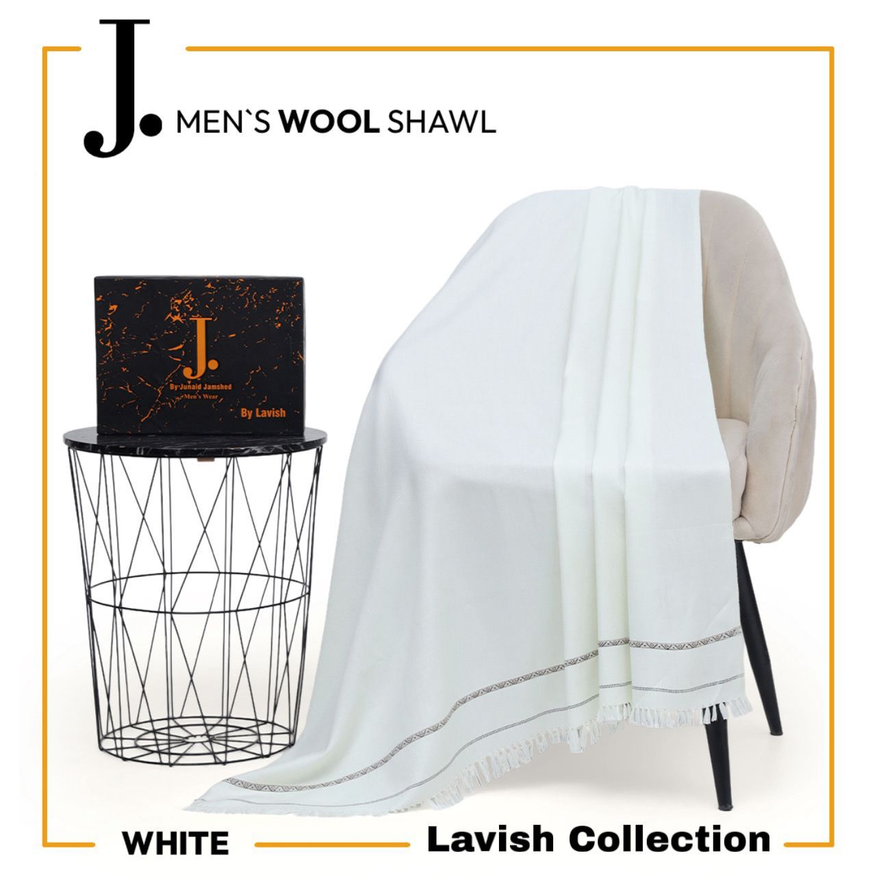 Acrylic Wool Shawl | J. Collection | White